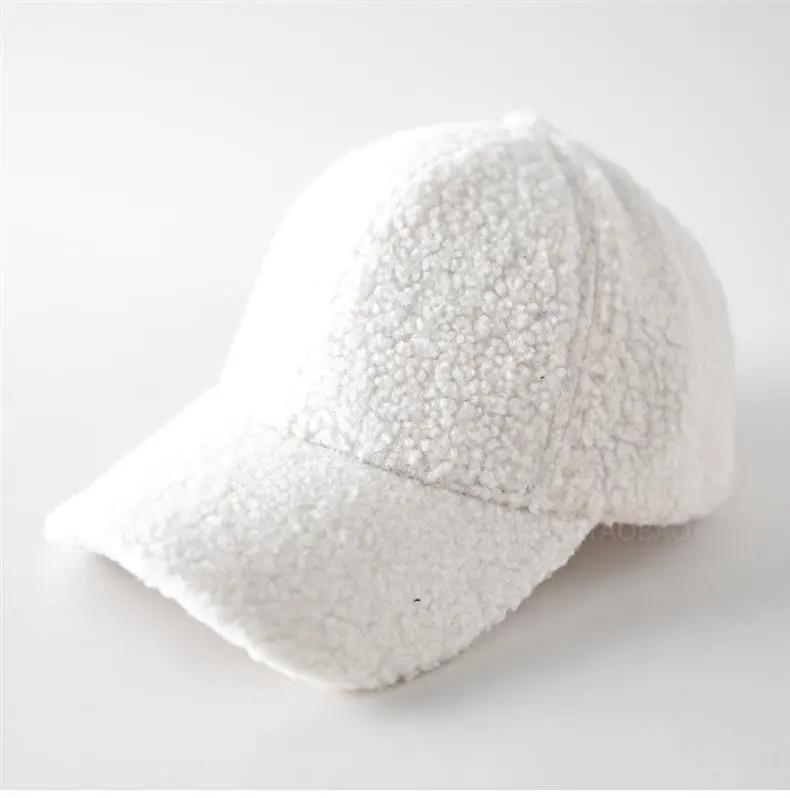 White Wool Baseball Cap Warm Windproof Men Women — feature 3