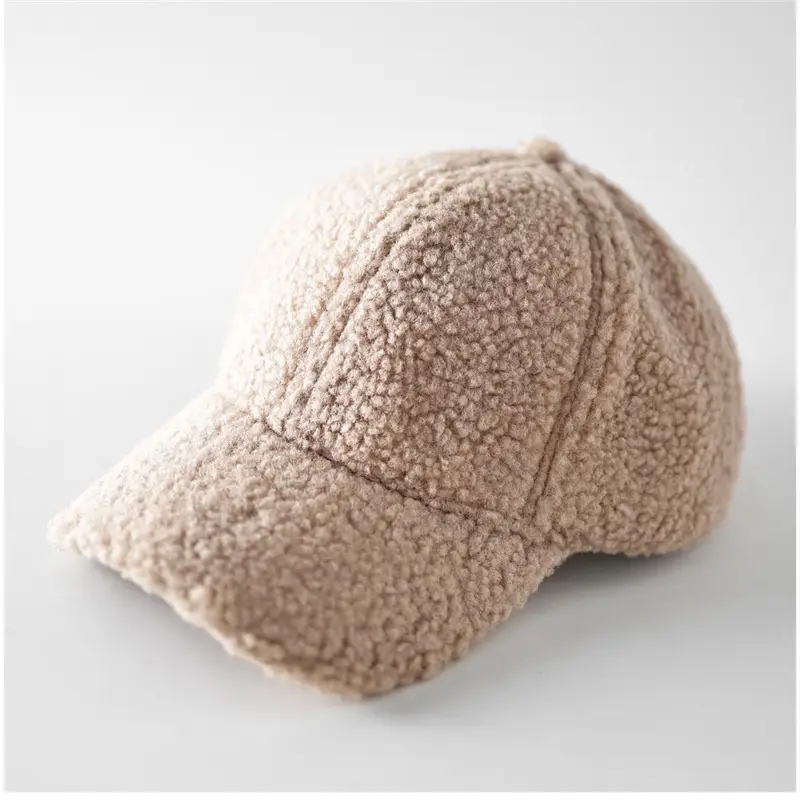 White Wool Baseball Cap Warm Windproof Men Women - Image 3