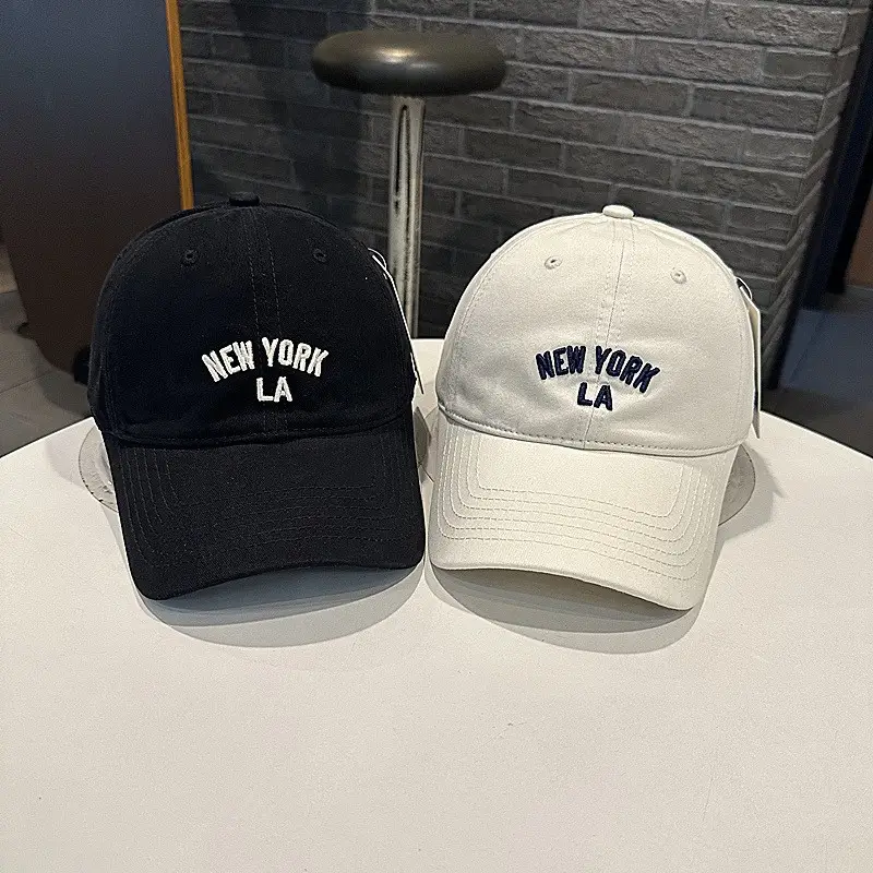 Women White NY LA Baseball Cap Wide Brim - Image 12