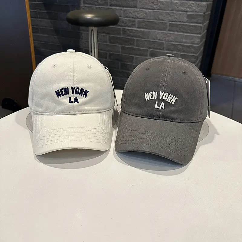Women White NY LA Baseball Cap Wide Brim — feature 5