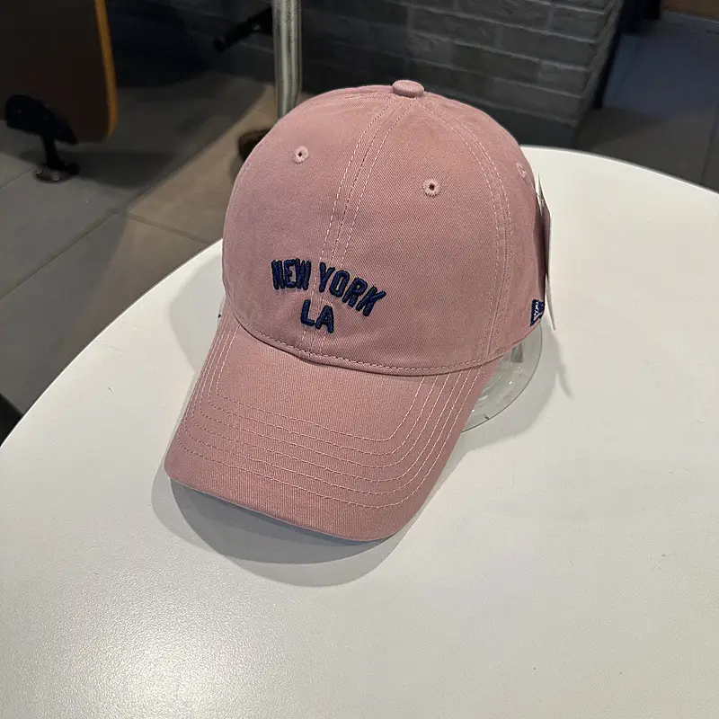 Women White NY LA Baseball Cap Wide Brim - Image 3