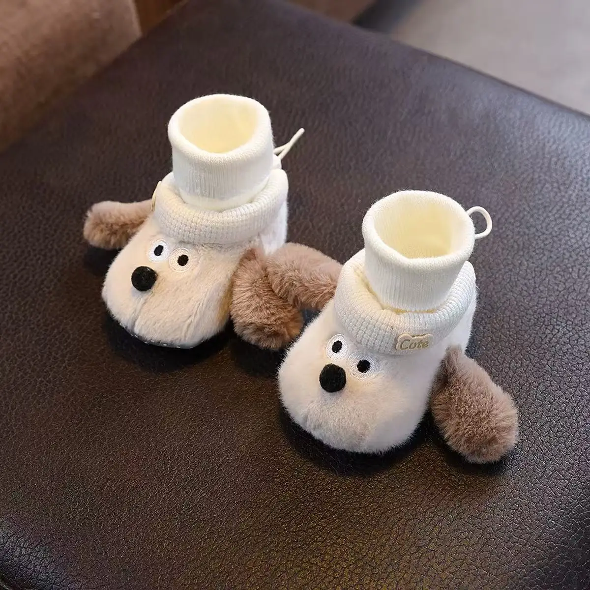 Baby Winter Velvet Sneakers White Black 0-12M