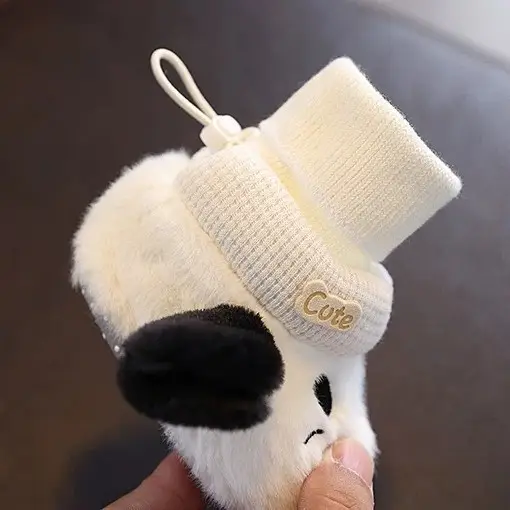 Baby Winter Velvet Sneakers White Black 0-12M