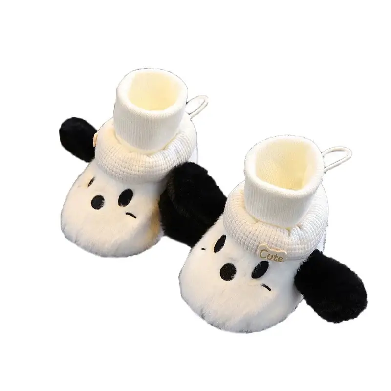 Baby Winter Velvet Sneakers White Black 0-12M