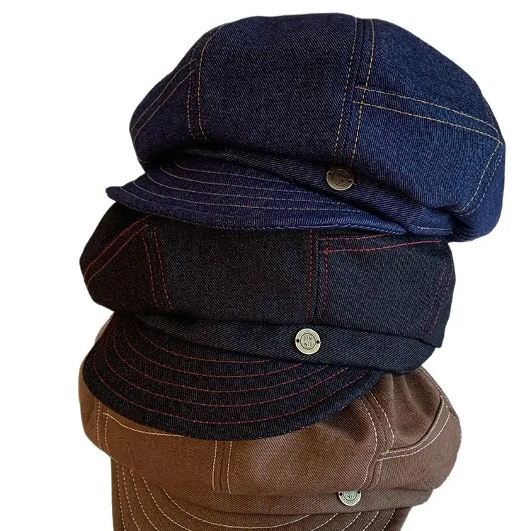 Women's Japanese Style Octagonal Hats Brown Black - Image 8