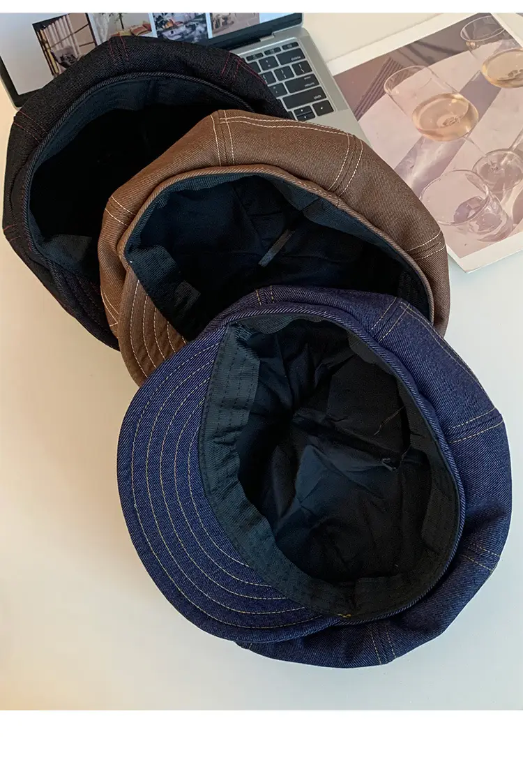 Women's Japanese Style Octagonal Hats Brown Black — feature 13