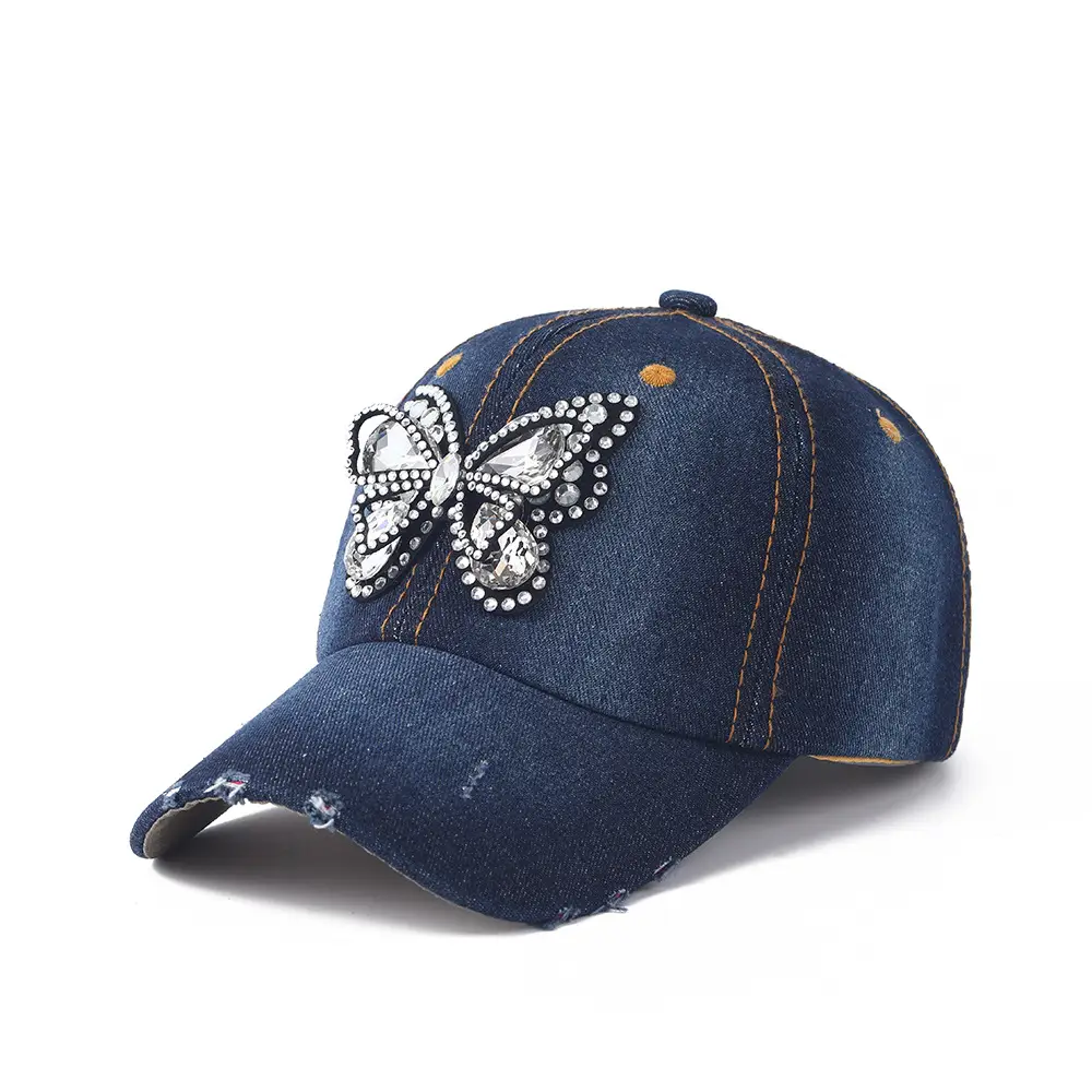 Unisex Butterfly Wash Denim Cap Sunshade Hat - Image 3