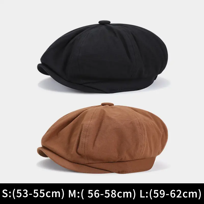 Men's European Style Octagonal Hat Brown Pure Cotton