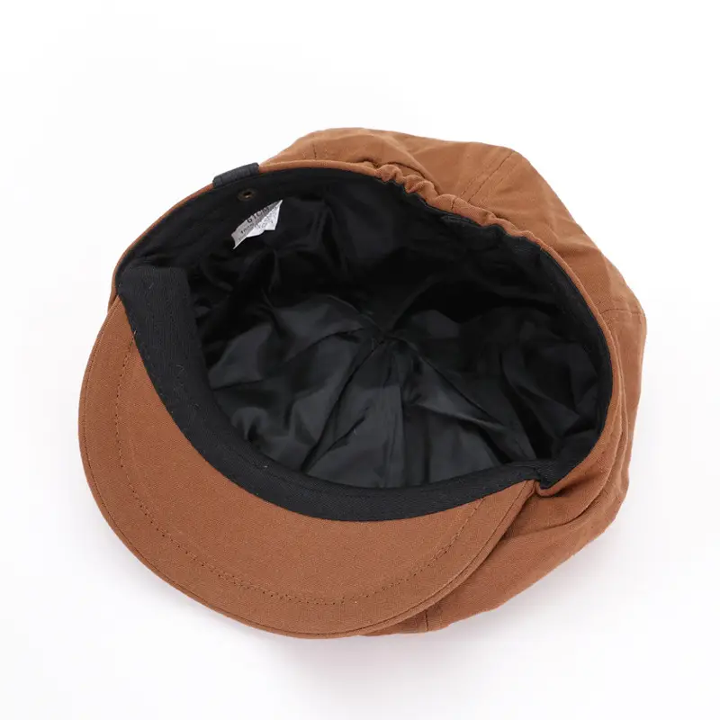 Men's European Style Octagonal Hat Brown Pure Cotton