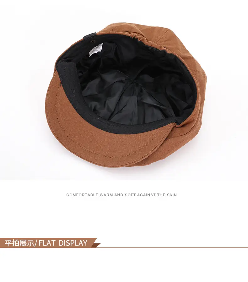 Men's European Style Octagonal Hat Brown Pure Cotton — feature 10