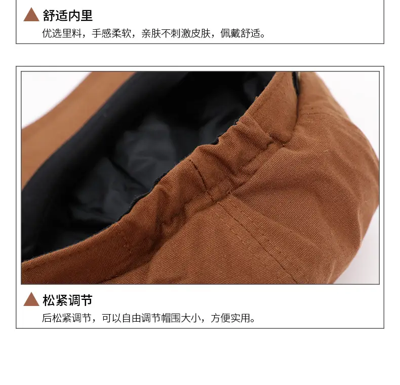 Men's European Style Octagonal Hat Brown Pure Cotton — feature 12