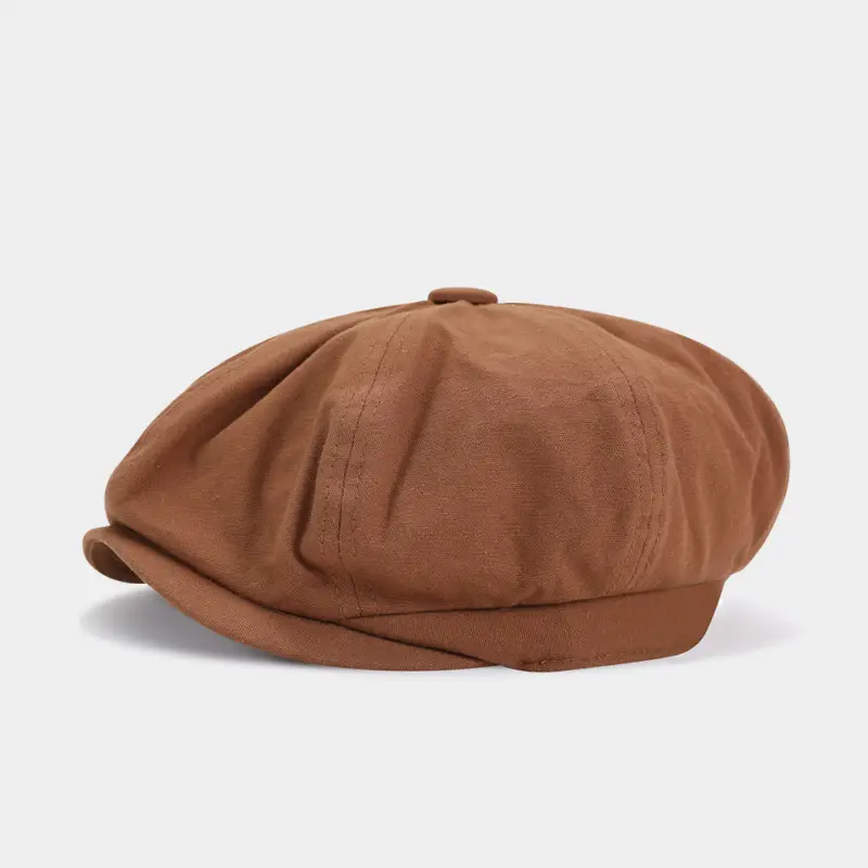 Men's European Style Octagonal Hat Brown Pure Cotton — feature 14