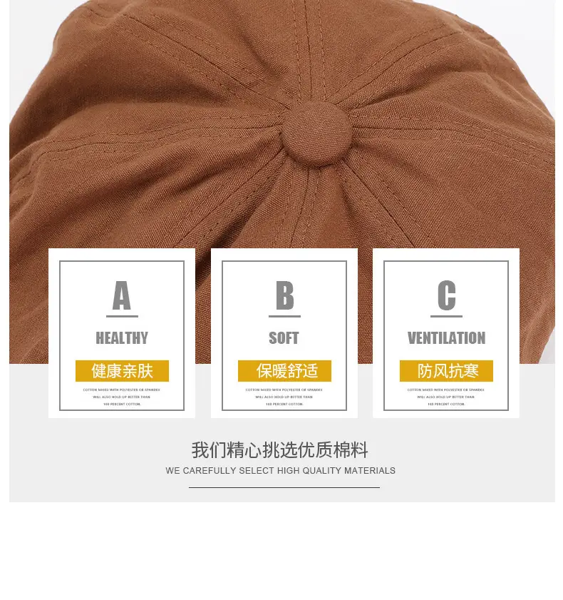 Men's European Style Octagonal Hat Brown Pure Cotton — feature 4