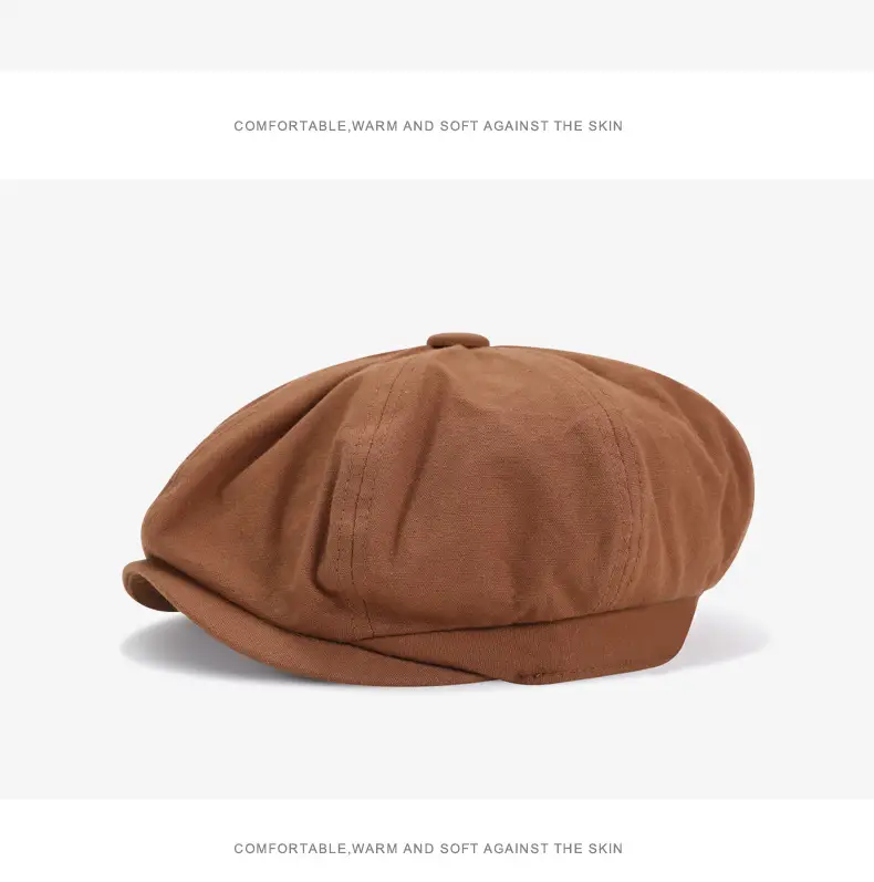Men's European Style Octagonal Hat Brown Pure Cotton — feature 9