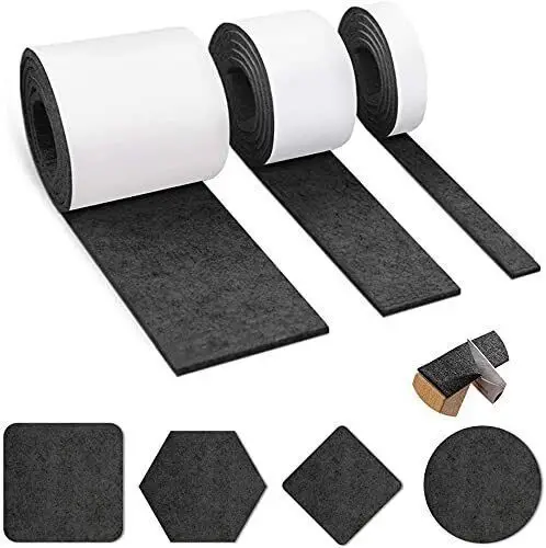 Adhesive-Backed Felt Strips for Furniture, Self-Adhesive Felt Rolls with Adhesive Backing, Industrial New Energy Dust-Proof Sealing Velvet Car Tape