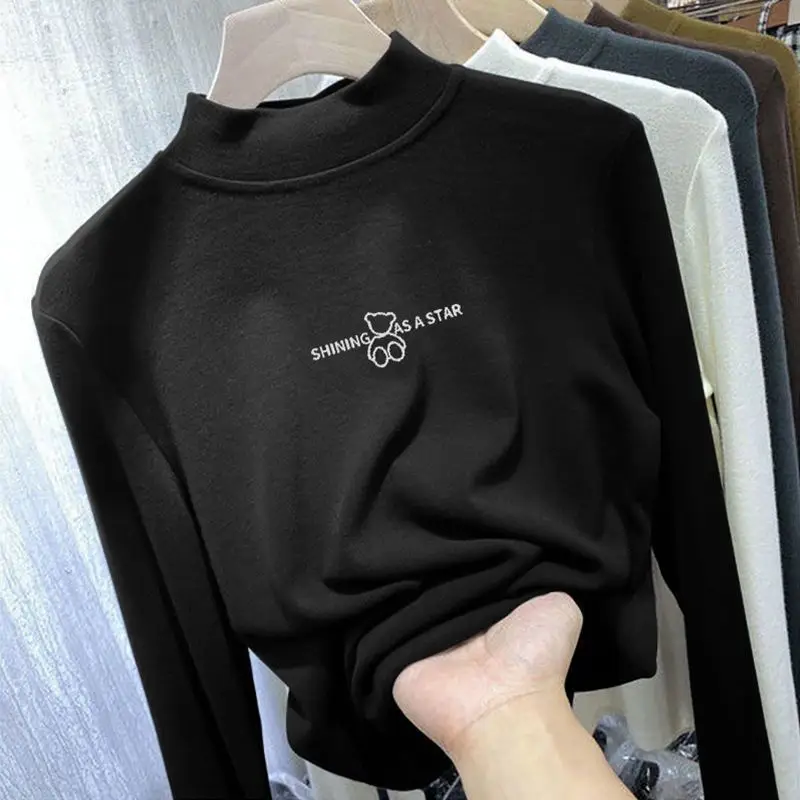 Girls German Velvet T-Shirt Black Long Sleeve - Image 2