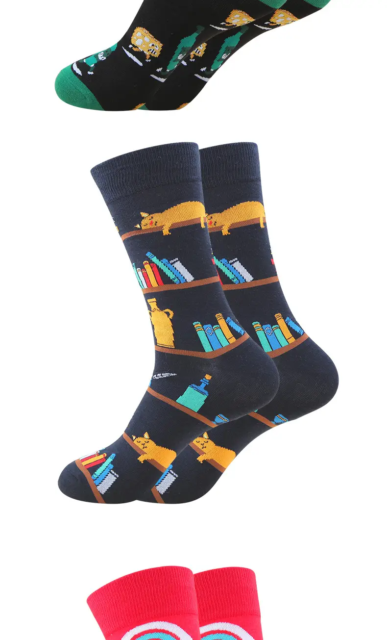 In-Stock Autumn New Men's Mid-Calf Socks Santa Claus Reindeer Cartoon Anime Cotton Socks — feature 5