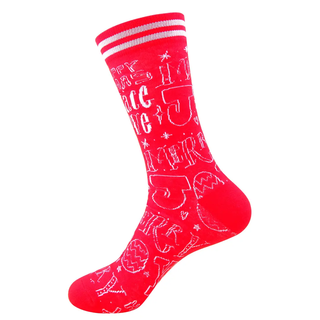 In-Stock Autumn New Men's Mid-Calf Socks Santa Claus Reindeer Cartoon Anime Cotton Socks
