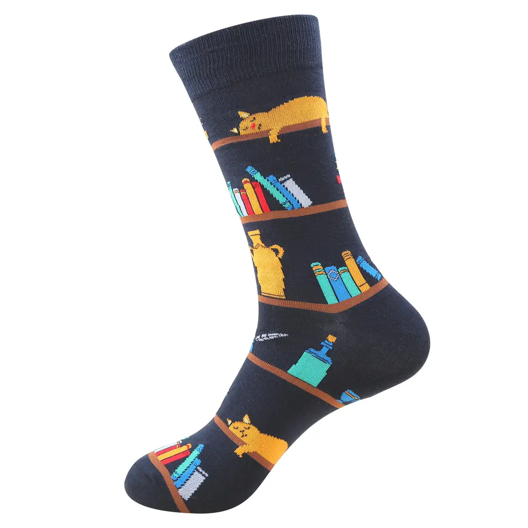 In-Stock Autumn New Men's Mid-Calf Socks Santa Claus Reindeer Cartoon Anime Cotton Socks