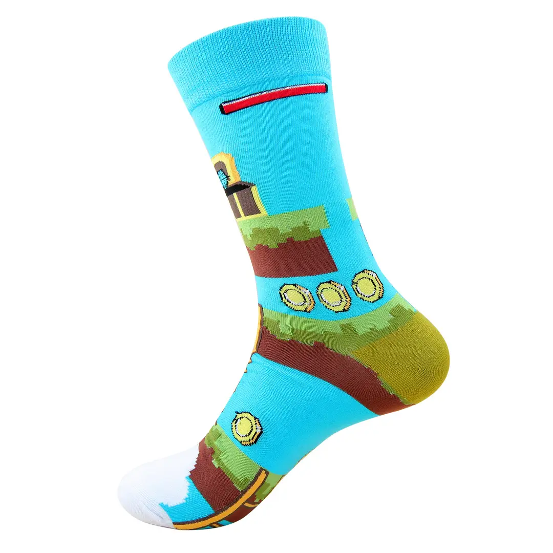 In-Stock Autumn New Men's Mid-Calf Socks Santa Claus Reindeer Cartoon Anime Cotton Socks