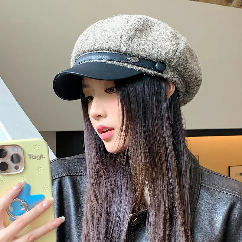 Women Plush Duck Tongue Beret Hat Winter Warm - Image 6