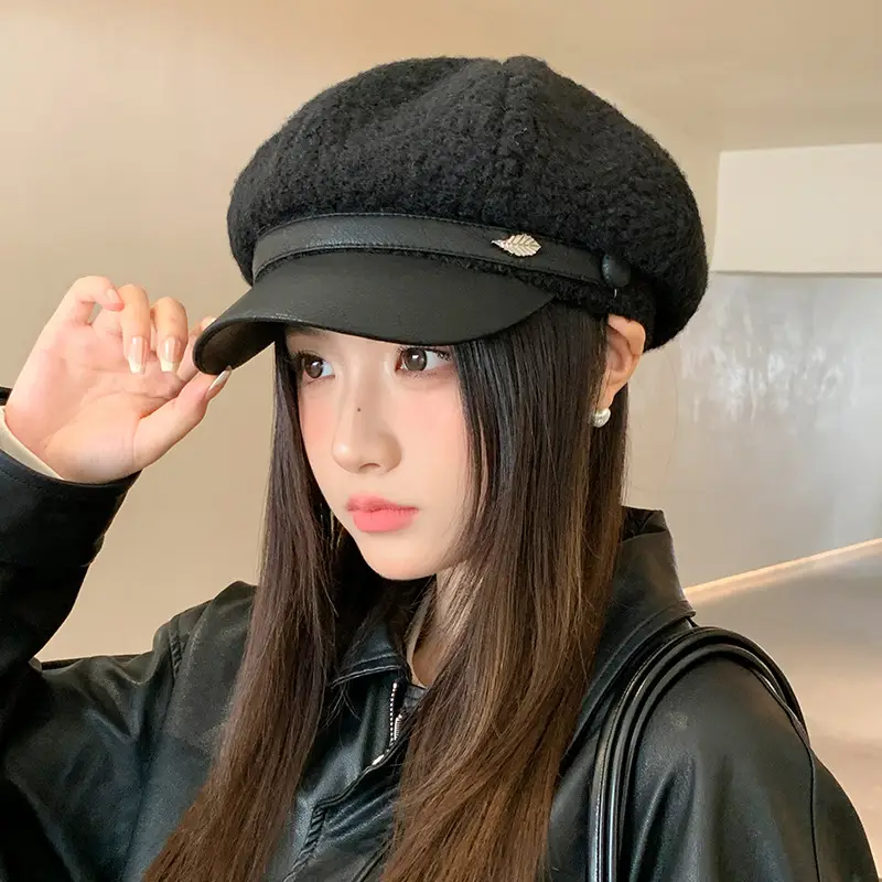 Women Plush Duck Tongue Beret Hat Winter Warm - Image 7