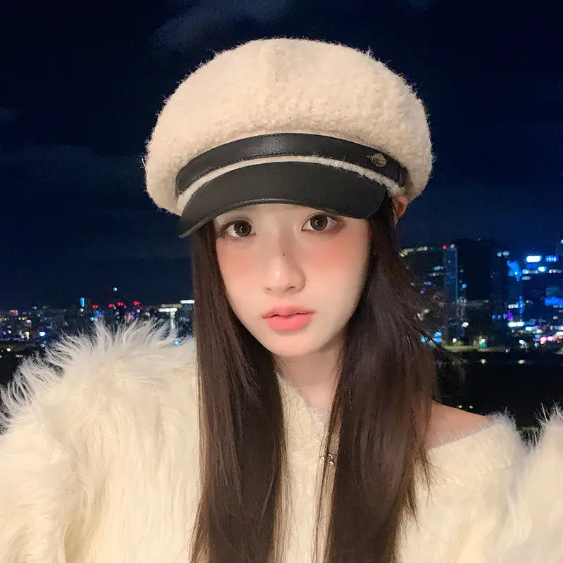 Women Plush Duck Tongue Beret Hat Winter Warm - Image 8