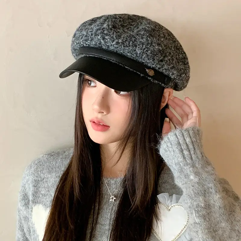 Women Plush Duck Tongue Beret Hat Winter Warm - Image 9