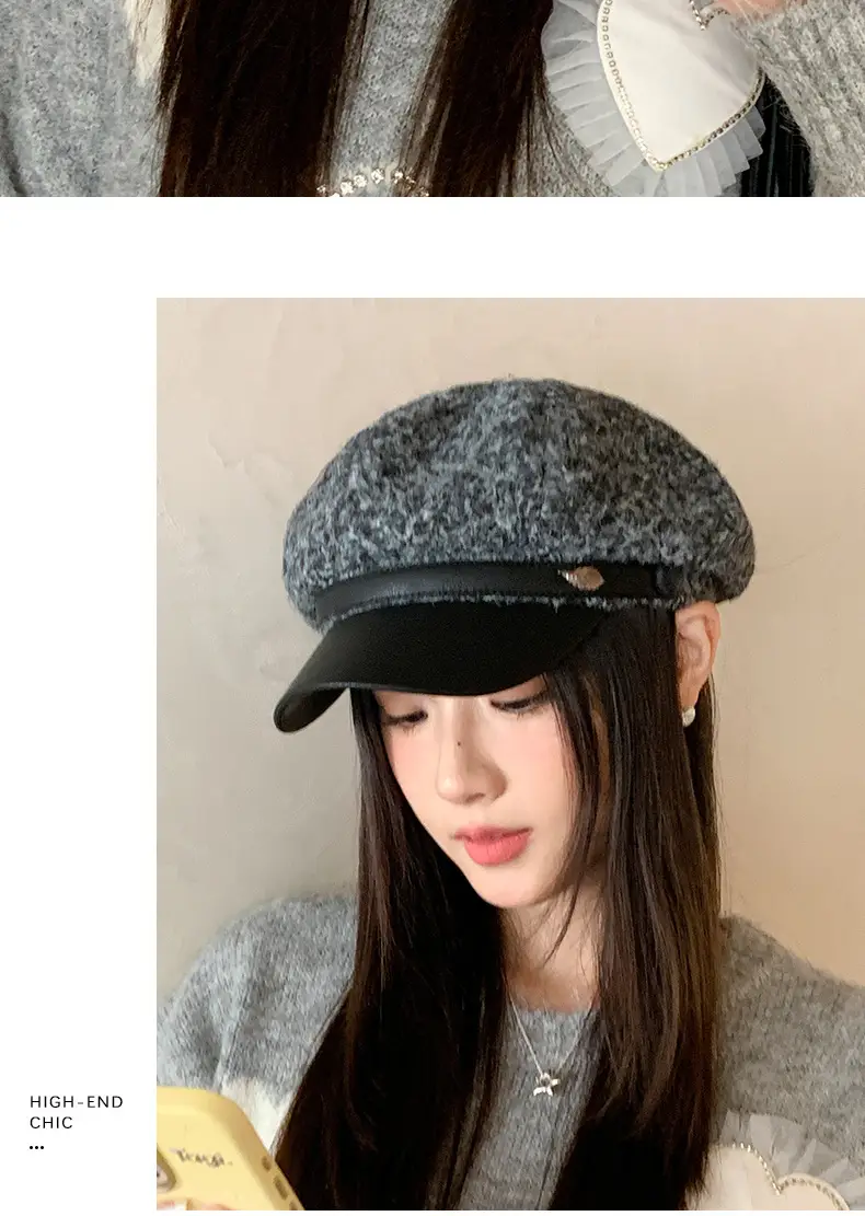 Women Plush Duck Tongue Beret Hat Winter Warm — feature 12