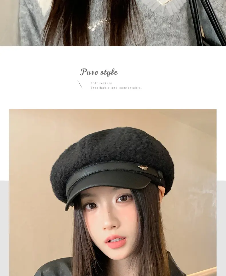 Women Plush Duck Tongue Beret Hat Winter Warm — feature 14