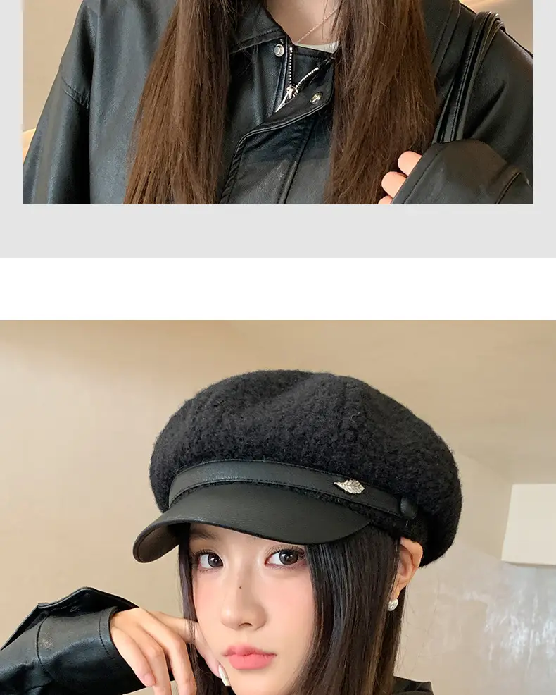 Women Plush Duck Tongue Beret Hat Winter Warm — feature 15