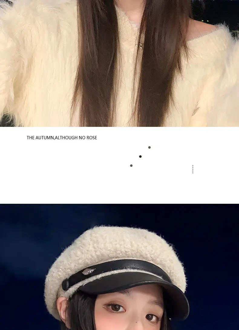 Women Plush Duck Tongue Beret Hat Winter Warm — feature 5