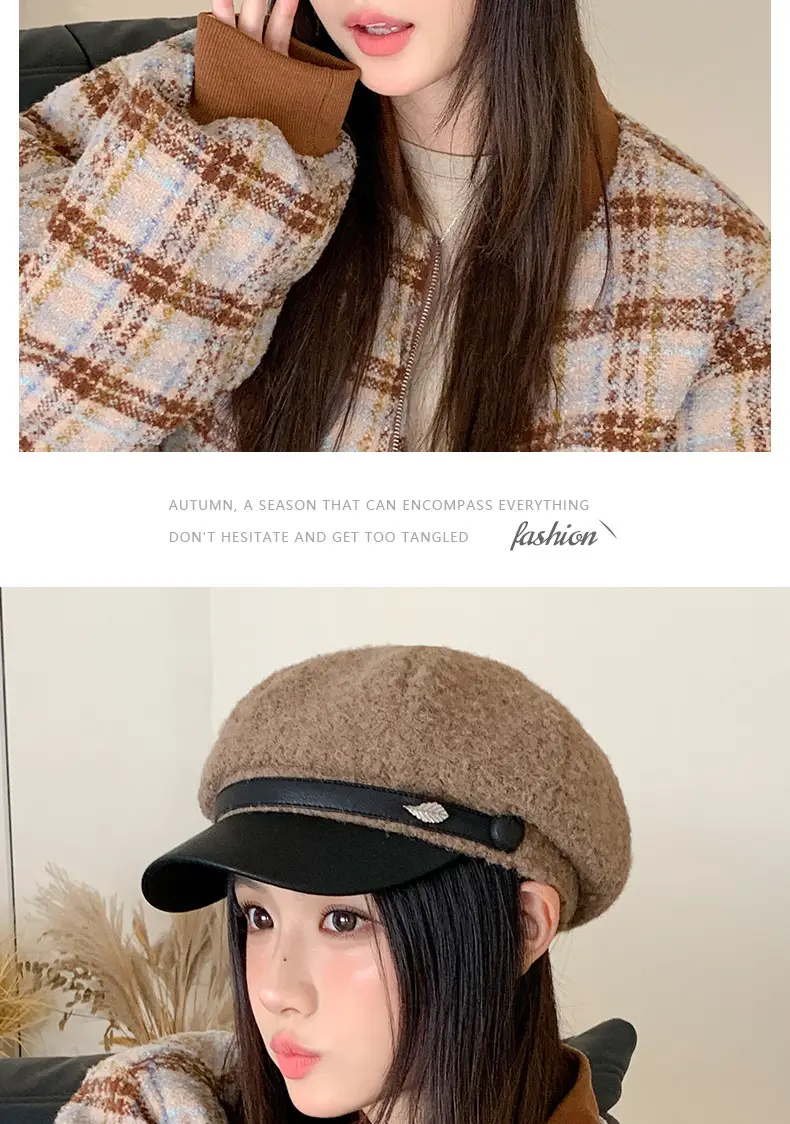 Women Plush Duck Tongue Beret Hat Winter Warm — feature 7