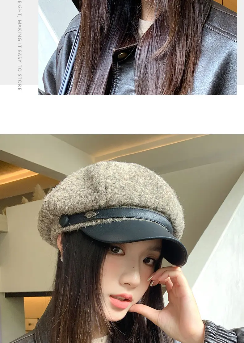 Women Plush Duck Tongue Beret Hat Winter Warm — feature 9