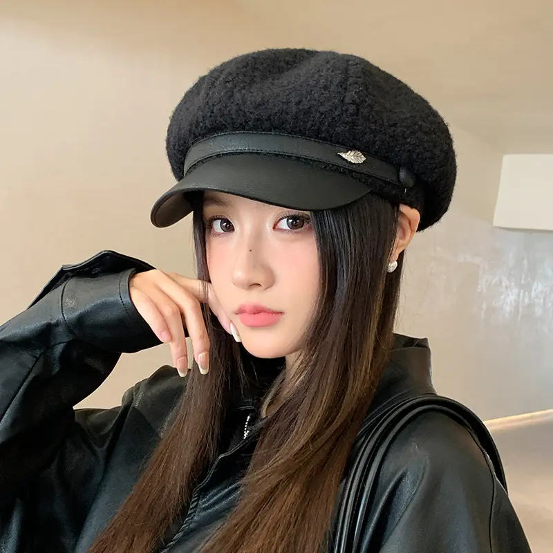 Women Plush Duck Tongue Beret Hat Winter Warm - Image 3