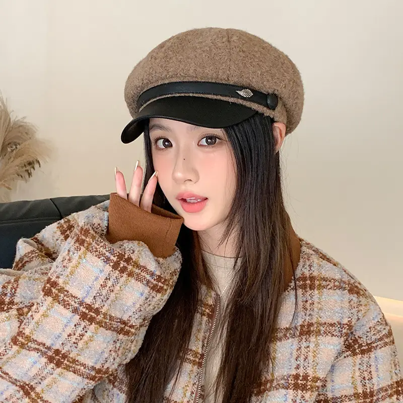 Women Plush Duck Tongue Beret Hat Winter Warm - Image 4