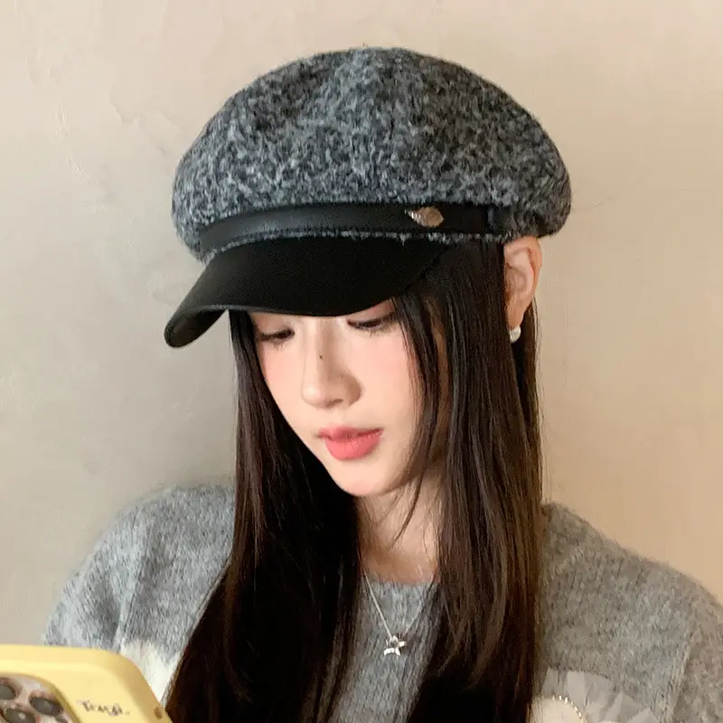 Women Plush Duck Tongue Beret Hat Winter Warm - Image 5
