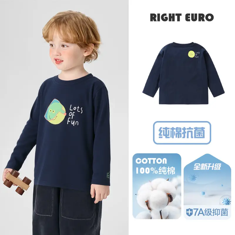 Right European Boys Cartoon Long Sleeve T-Shirt White - Image 3