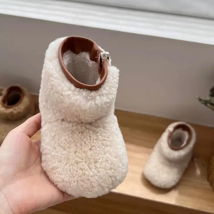 New Baby Girl Snow Boots Soft Sole Thickened Toddler Shoes Winter Boys Plus Plush Fur Shoes