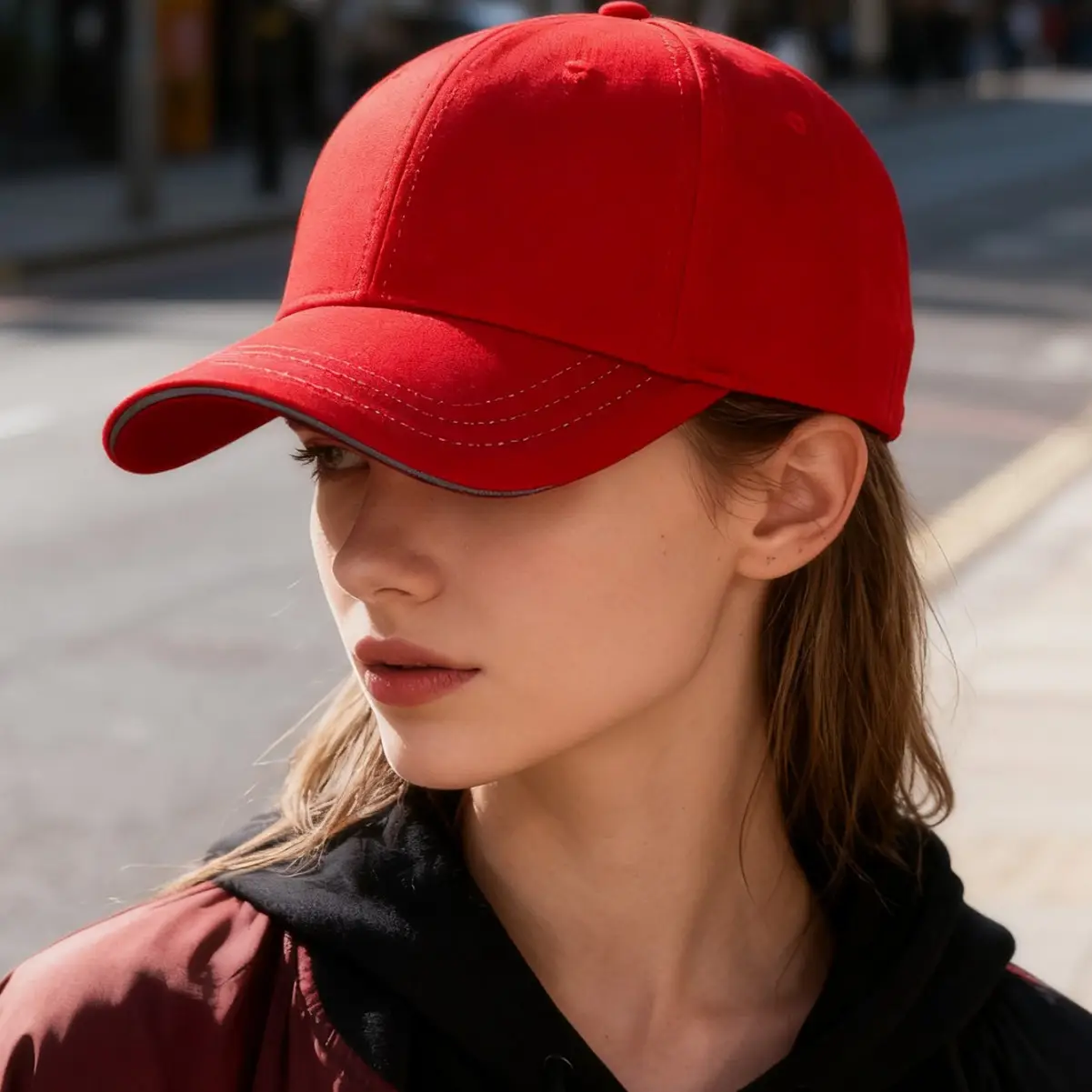 Blue Wide Brim Baseball Cap for Women
