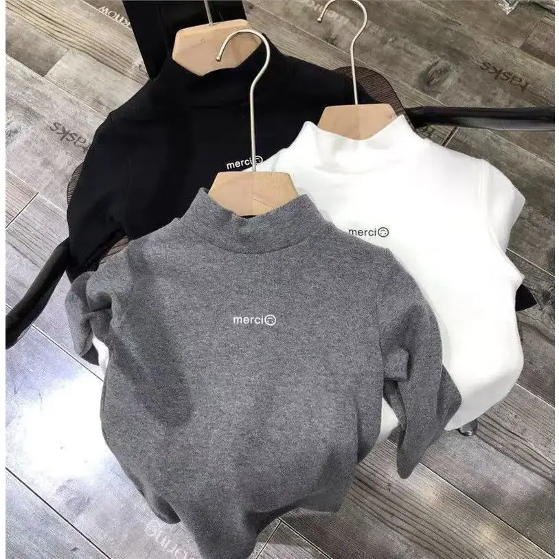 2024 Kids Warm Grey Turtleneck T-Shirt - Image 3