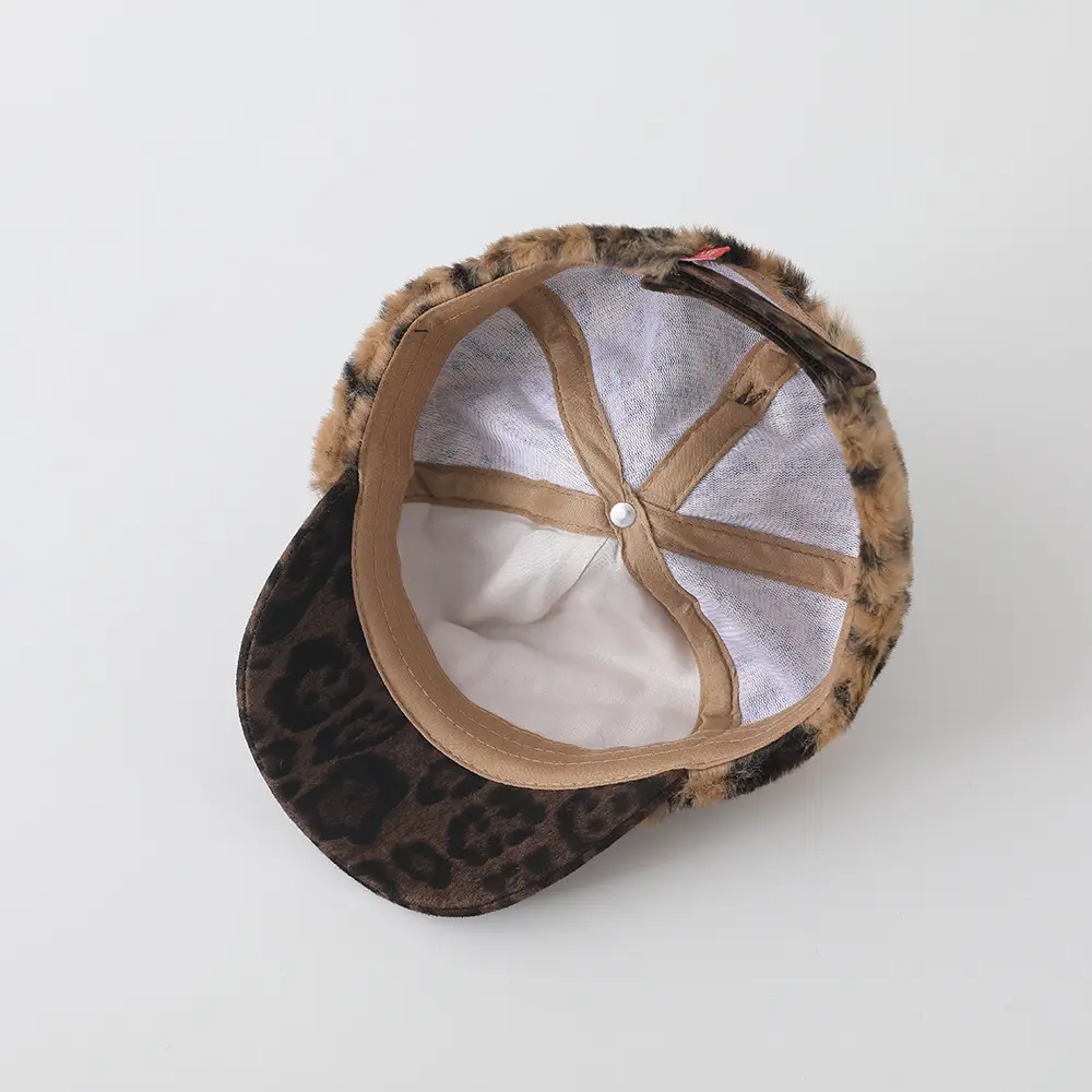 Children's Leopard Print Plush Cap Winter Warm Windproof — feature 10