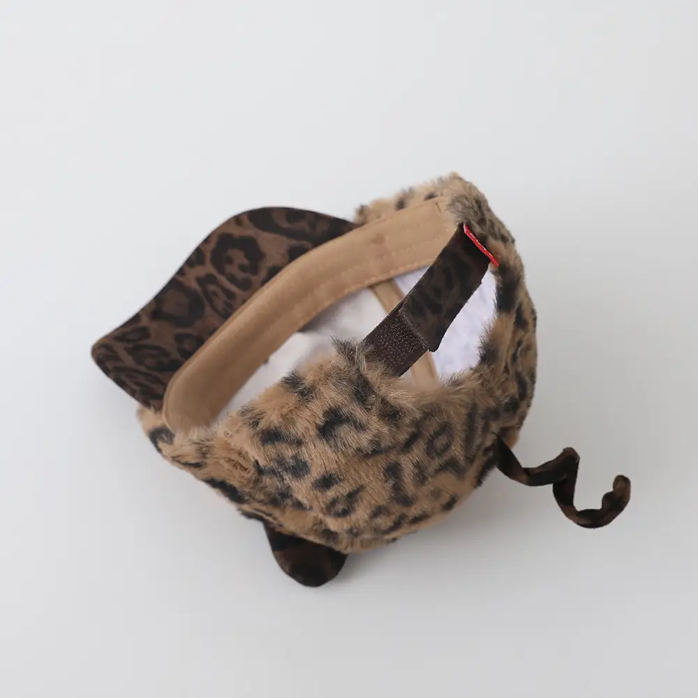 Children's Leopard Print Plush Cap Winter Warm Windproof — feature 11