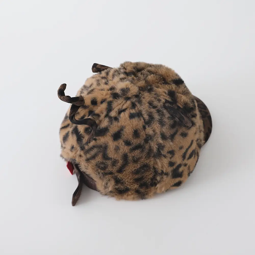 Children's Leopard Print Plush Cap Winter Warm Windproof — feature 9