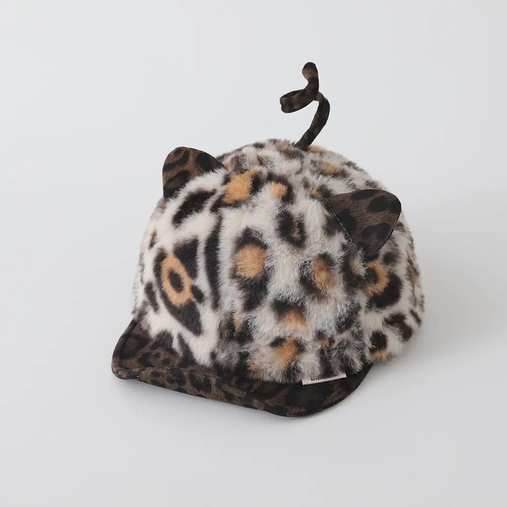 Children's Leopard Print Plush Cap Winter Warm Windproof - Image 10