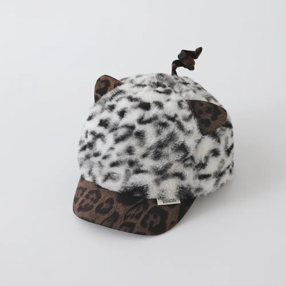 Children's Leopard Print Plush Cap Winter Warm Windproof - Image 4