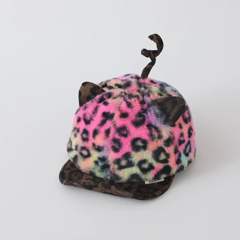 Children's Leopard Print Plush Cap Winter Warm Windproof - Image 8