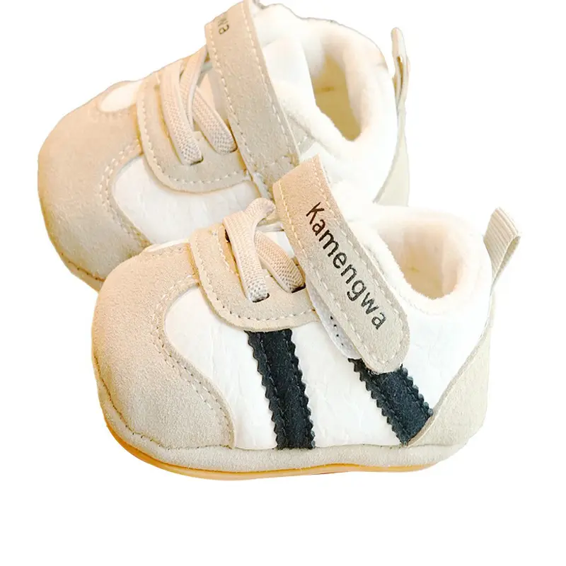 Baby Shoes White Black Fleece Lined Winter 0-1Y