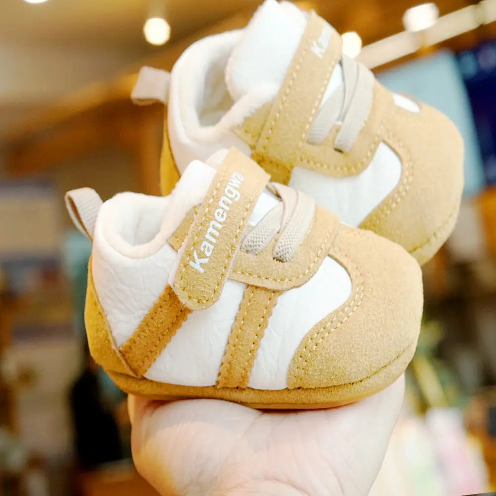 Baby Shoes White Black Fleece Lined Winter 0-1Y