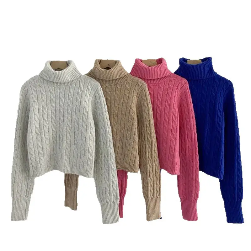 Women Thick Heavy Collar Twist Pullover Sweater 2025 Autumn Winter - Image 5